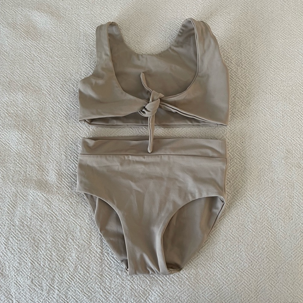 The Simple Folk bikini is Dune. Size 2-3T
